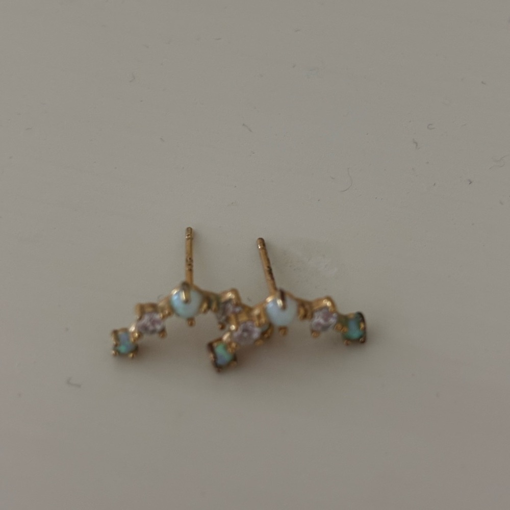 Crescent Gold and Blue Earrings